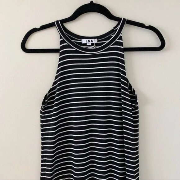 Revolve LNA Leigh Maxi Dress stripes Long Sleeveless Curved hem Scoop neck XS - Picture 6 of 15